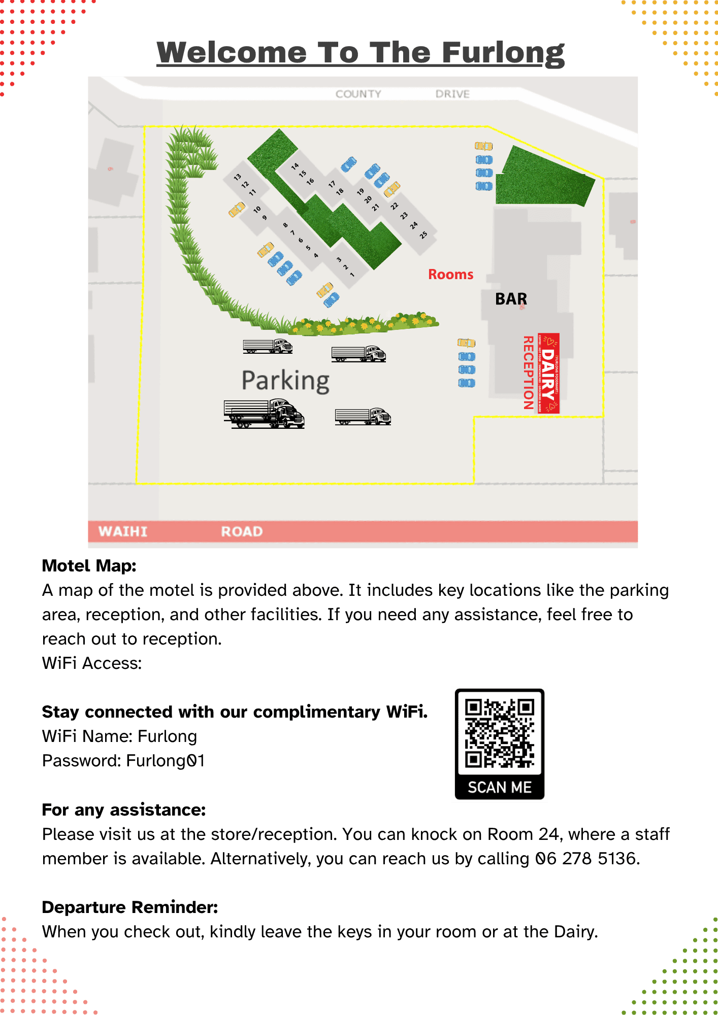 Map showing The Furlong Motel at 256 Waihi Road, Hawera
